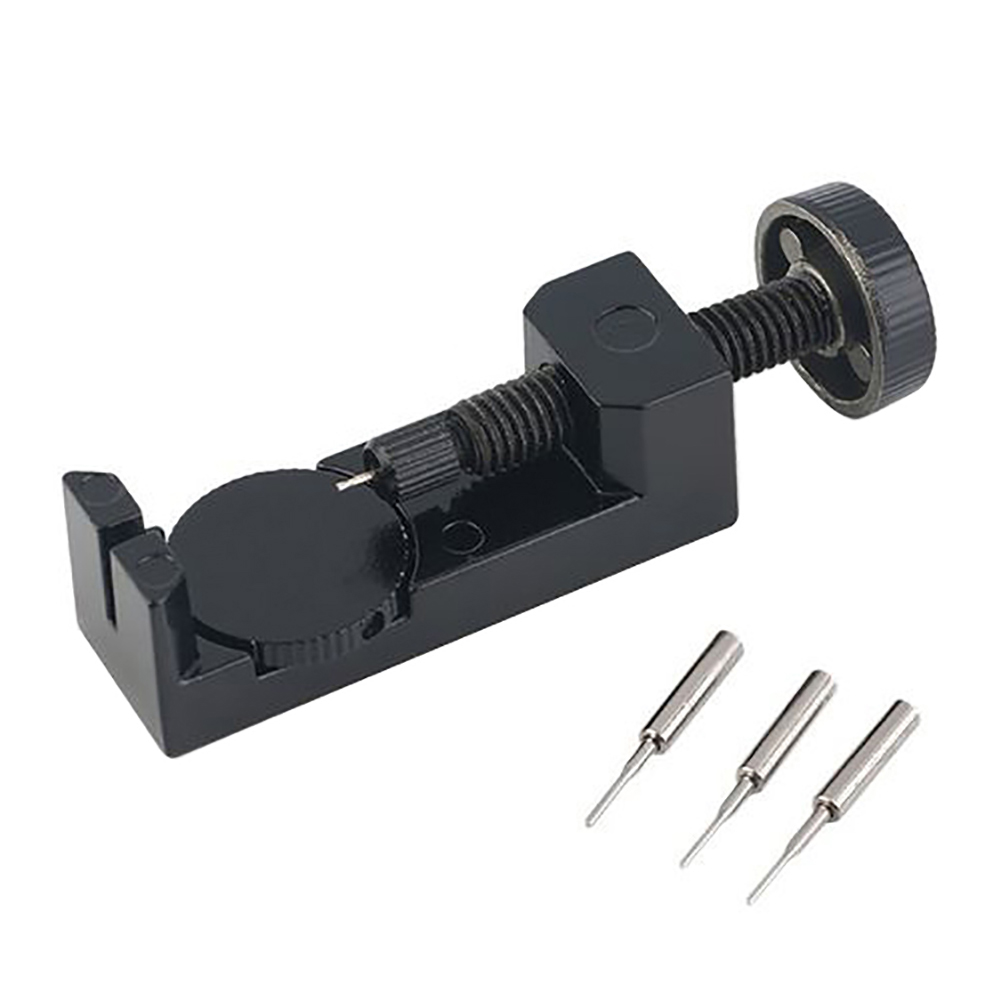 Ajustador de correa de reloj de Metal portátil, Kit de herramientas de reparación de correa de reloj con 3 pines adicionales, removedor de Pin de enlace de pulsera: Negro