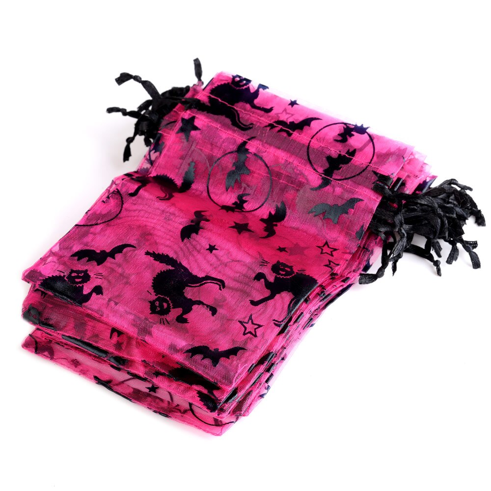 50 sztuk/partia Organza cukierki sznurek juta juta torba pająk Web Multi Color drukowanie Halloween Party opakowanie prezent torba cukierków: Bat