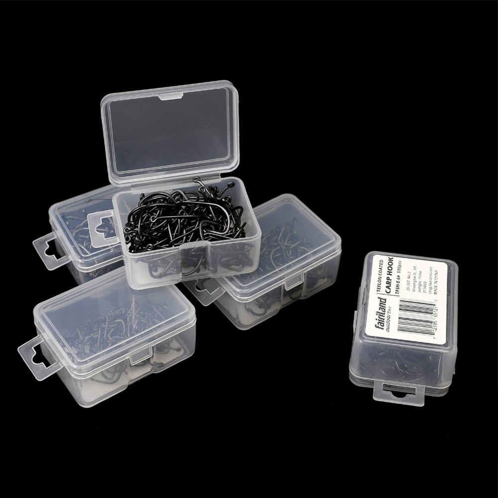 100Pcs/lot Barbed Fishing Hooks Matt Black Coated High Carbon Steel Carp Hook Wide Gape Down-turned Eyes 8 Types to Choose