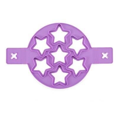 1Pcs Silicone Non Stick Fantastic Egg Pancake Maker Ring Kitchen Baking Omelet Moulds Flip cooker Egg Ring Mold: 7-PURPLE-FLOWER