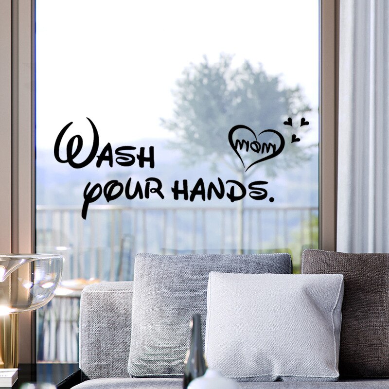 wash your hands Wall Sticker for bathroom Health home decoration Mural Art font Decals wallpaper Hand basin stickers