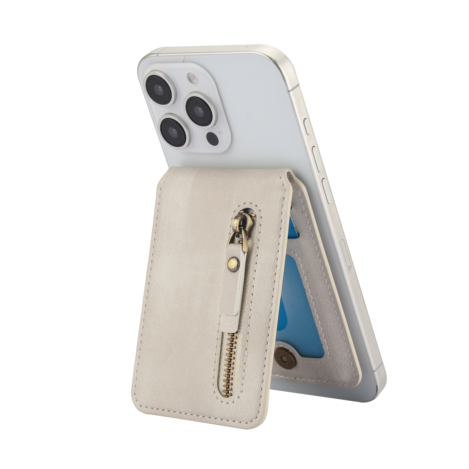 Magnetisk kortholder med glidelås, lommebok med vertikal åpning til magsafe, til iphone 16 pro max , 15 14 12, 13 deksel, tilbehør, veske