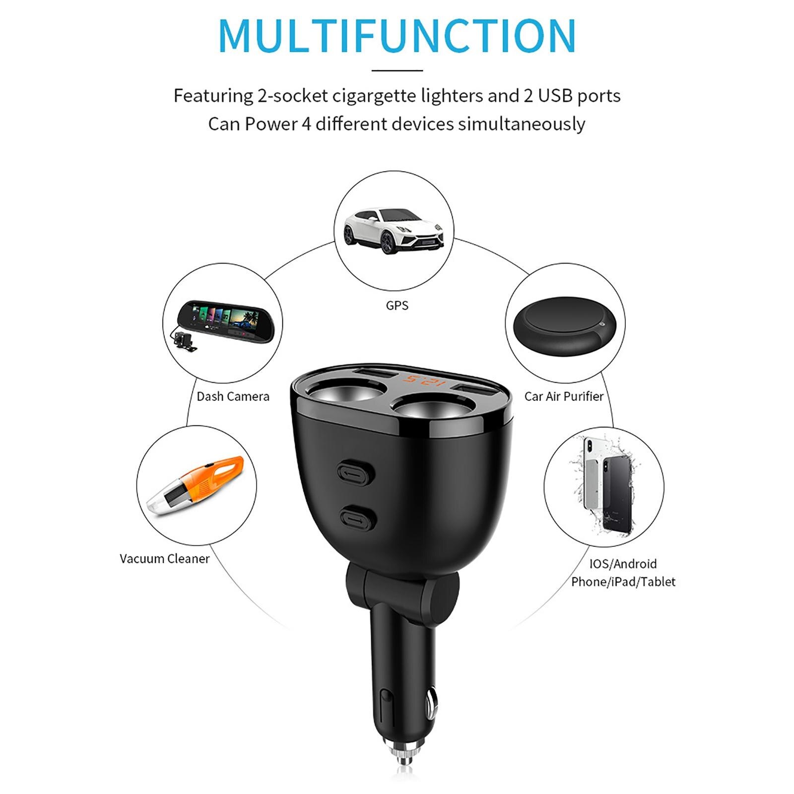 Car Dual USB 2 Cigarette Lighter Sockets Adapter Charger 80W Socket Splitter for Smartphones Digital Products cam GPS