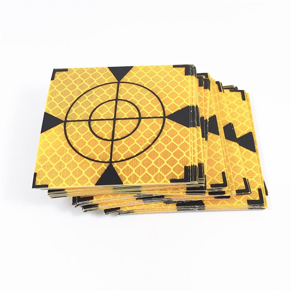 100 Pcs 60X60 Mm Reflector Vel Voor Total Station Landmeetkundige Geel + Driehoek Reflecterende Sticker Maat 20X20 30X30 40X40 50X50 Mm