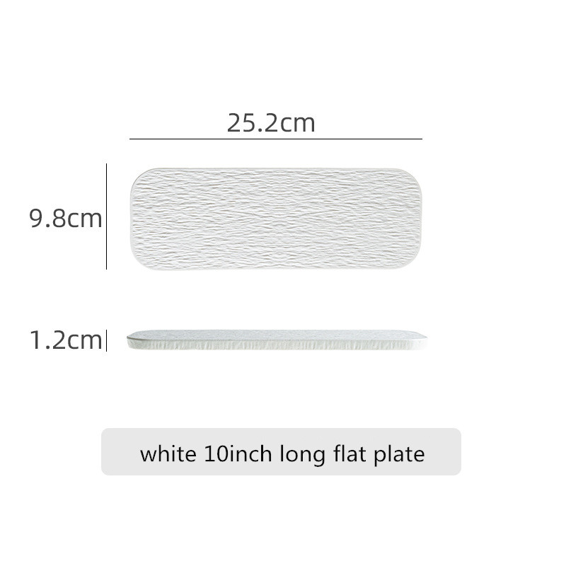 Black White Solid Color Rock Grain Restaurant Rectangular Plate Ceramic Long Plate Sashimi Plate Inventory Heart Sushi Utensils: Silver