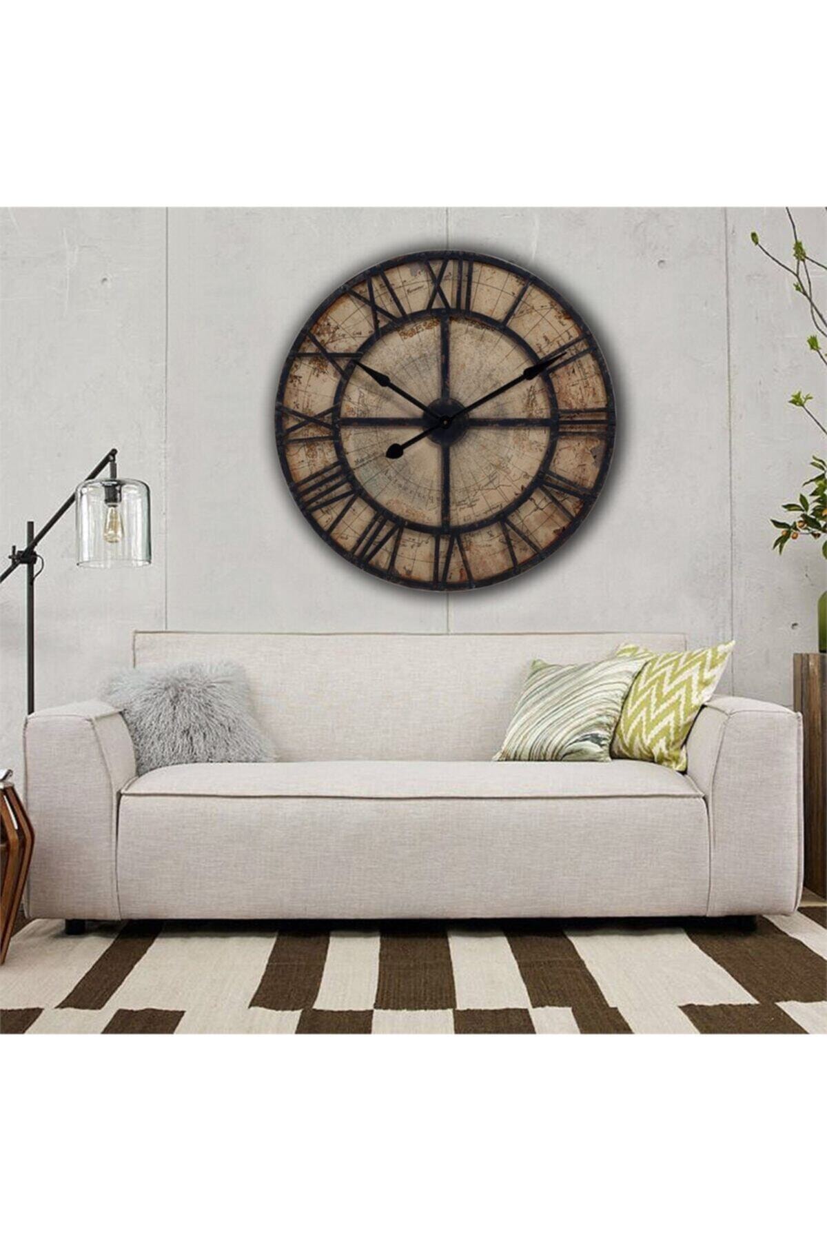 Brown vintage world map wall clock diameter 50 cm vicedeal