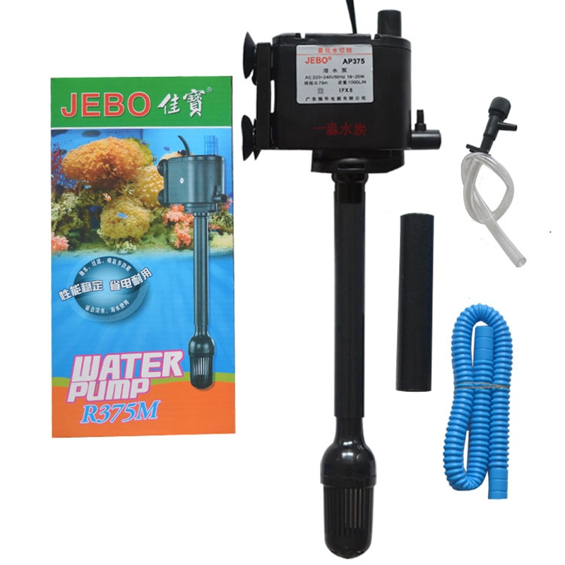 Jebo  r375m akvarium fisketank filtreringssystem nedsenkbart vannfilter 1000l/ tidtaker