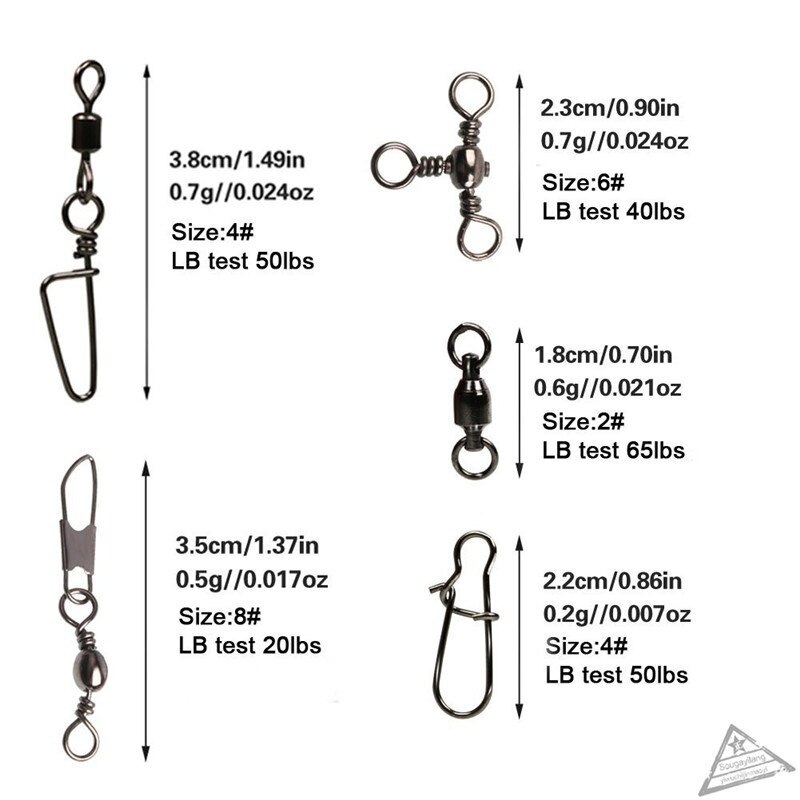 Sougayilang 50/100pcs Fishing Swivel Barrel Rolling Stainless Fishing Hooks Bearing Swivel Connector Fishing Accessories