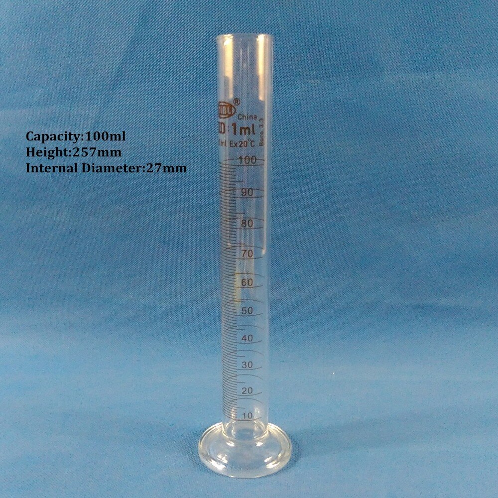 2 STKS 100 ml glas afgestudeerd cilinder, meten cilinder Chemie Laboratorium Benodigdheden Transparante Meetinstrument