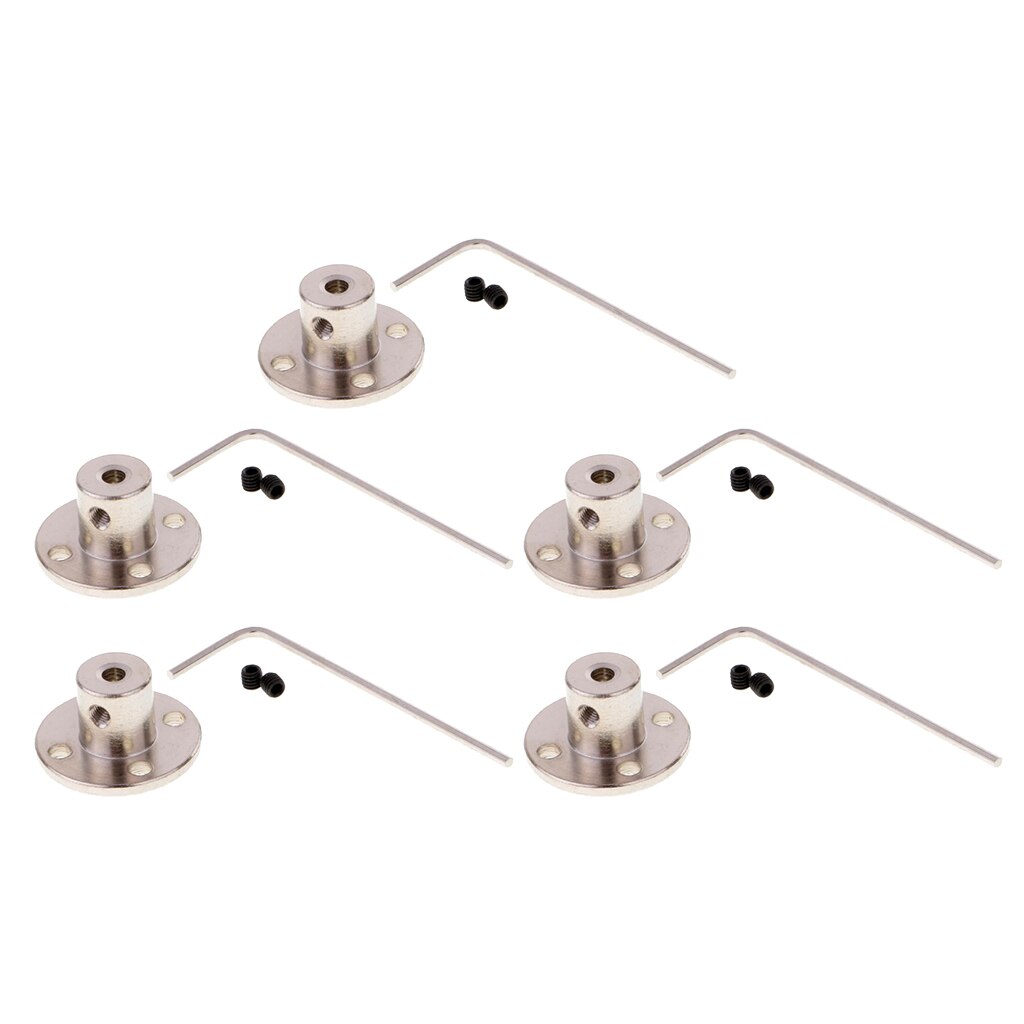 5 Pack of Metal Flange Shaft Coupling Rigid Flange Coupling Motors Guide Shaft Axis Bearing for RC Model Motor
