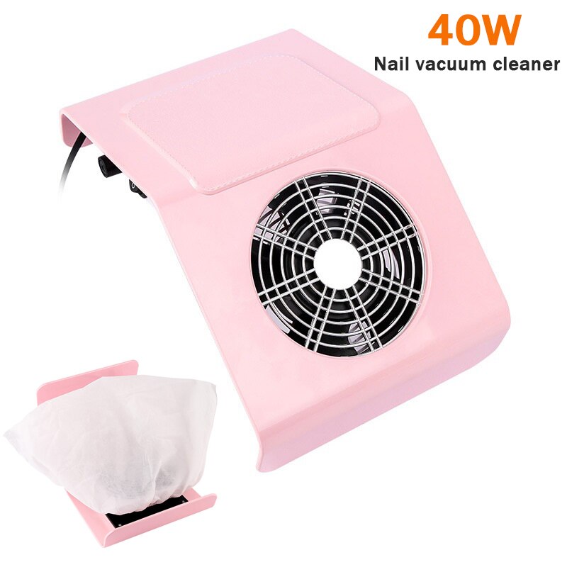 80w kraftige neglelampe negle støvsamler to i én kunst salon neglelampe og samler støvsuger negle manicure værktøjer: 40w- lyserøde