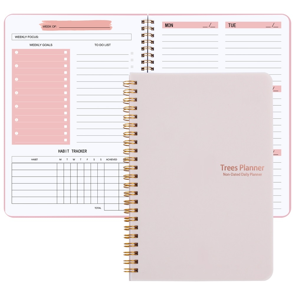 Trees 2022 A5 Daily Weekly Planner Agenda Notebook Weekly Goals Habit Schedules Stationery Office School Supplies: 06