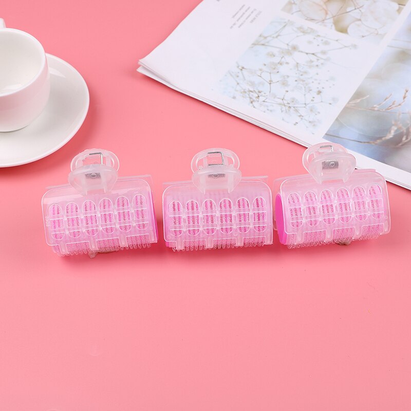 Rizador de pelo Rosa DIY de 3 piezas, herramienta de estilismo para 6*6,5*3cm, rizador de pelo de plástico con autoagarre