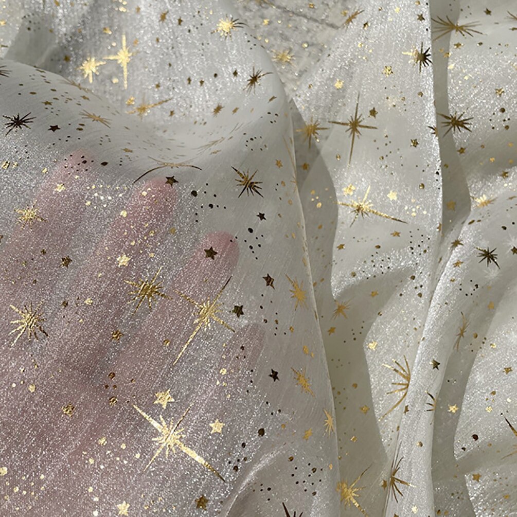 Glitter skinnende crepe organza stof bronzing tyl mesh stof til kvinde bluse festkjole i metermål