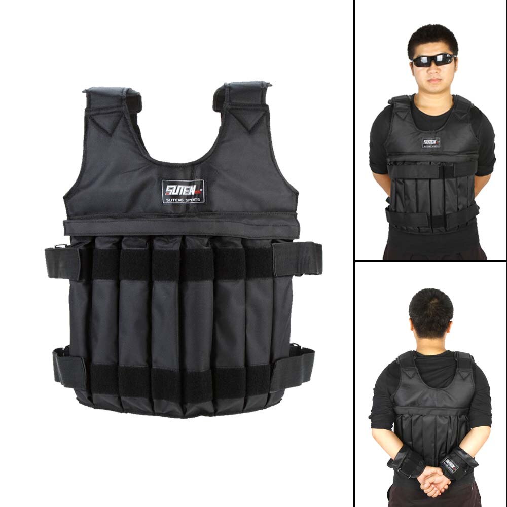SUTENG 20kg Loading Weighted Vest Adjustable Weight Jacket Exercise Boxing Training Waistcoat Invisible Sand Protect Clothing