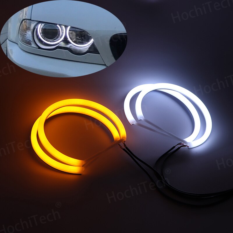 WHITE LED Headlight Halo Angel Demon Eyes Kit angel eyes light for BMW 3 series E46 sedan touring wagon coupe compact 1998-2005
