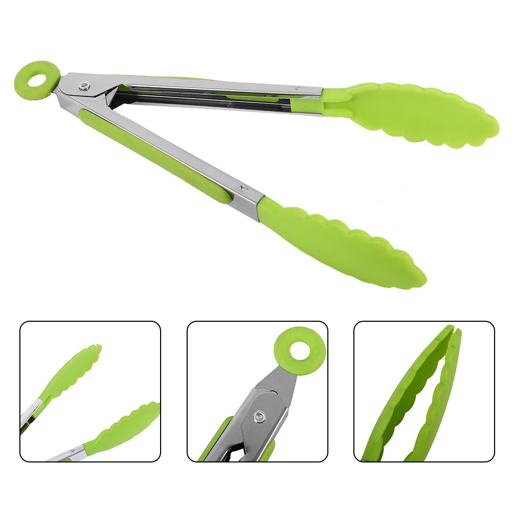 8 tommer grill nylon tang tip køkken mini tang varmebestandig nylon madlavningstang stål mad tang køkkenudstyr køkkenredskaber