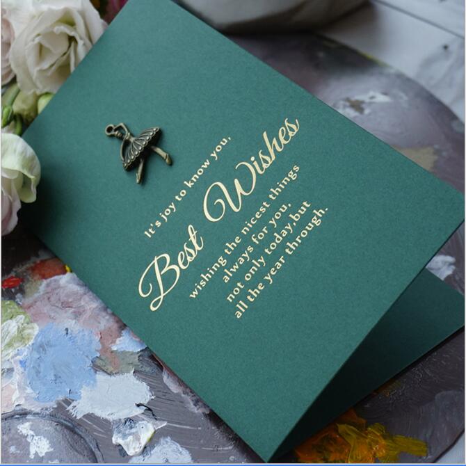 10pcs/lot Retro Metal Envelope Card Birthday Message Papers Card Year Greeting Wishes Postcard Valentine's Day Card
