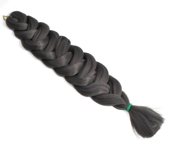 Crochet Braiding Hair one piece 82 inch Synthetic Braiding Hair 165g/piece pure color Jumbo Braid Hair Extensions: #Grey