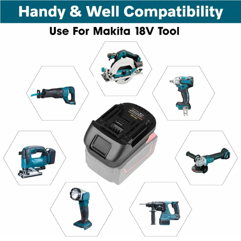 Adapteri milwaukee/dewalt/makita -työkaluille 18v bl1830 bl1840 bl1850 bl1860 dm18m sähkötyökalun lisävarustetta  dm18m akkusovitinta muunnin
