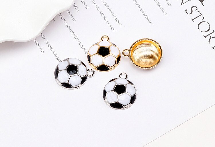 Breloques en émail pour Sport, Football, pendentif, bracelets, bijoux, DIY, artisanat plus à la , 12mm 18mm, 10 pièces/lot