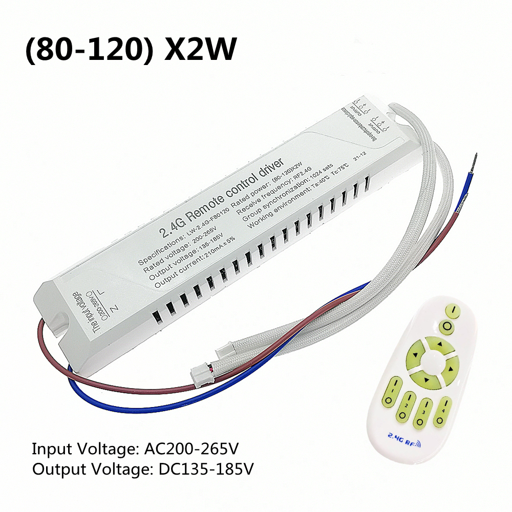 Transformadores de luz LED con controlador, 20W-80W-120W x2 210mAW con control remoto RF de 2,4G, atenuación cambiable de Color para lámpara de techo, accesorios DIY: Verde