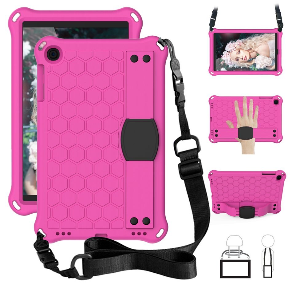 Coque de protection intégrale antichoc pour tablette et Samsung, support EVA pour Galaxy Tab A 10.1 et SM T510 T515: Rose Rouge