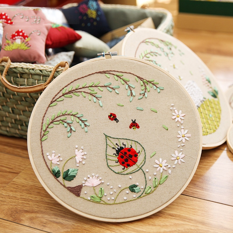 Avec cadre bricolage rubans broderie pour débutant kits de couture point de croix dessin animé animaux art mural décoration chambre bébé