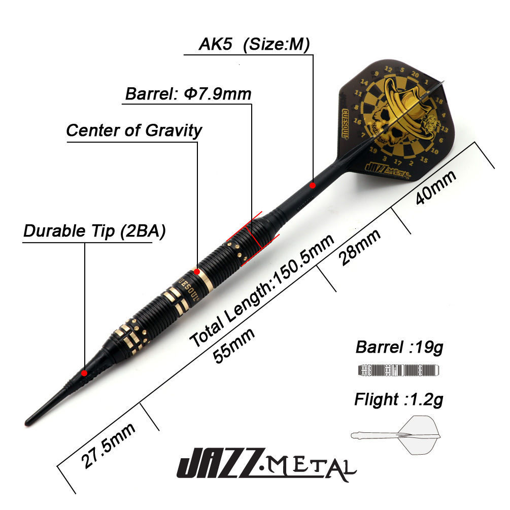 Fléchettes Steel Tip CUESOUL Dragon Série - 23g - Lot Complet Avec étui PU, Barils Laiton, Tiges, Vols Et Accessoires