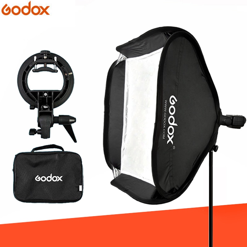 Godox justerbar flash softbox 80cm * 80cm +  s type beslag monteringssæt til flash speedlite studieoptagelse