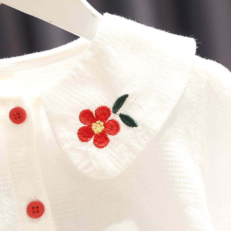 Camicetta a maniche lunghe a fiori ricamati per ragazze primavera autunno 2022