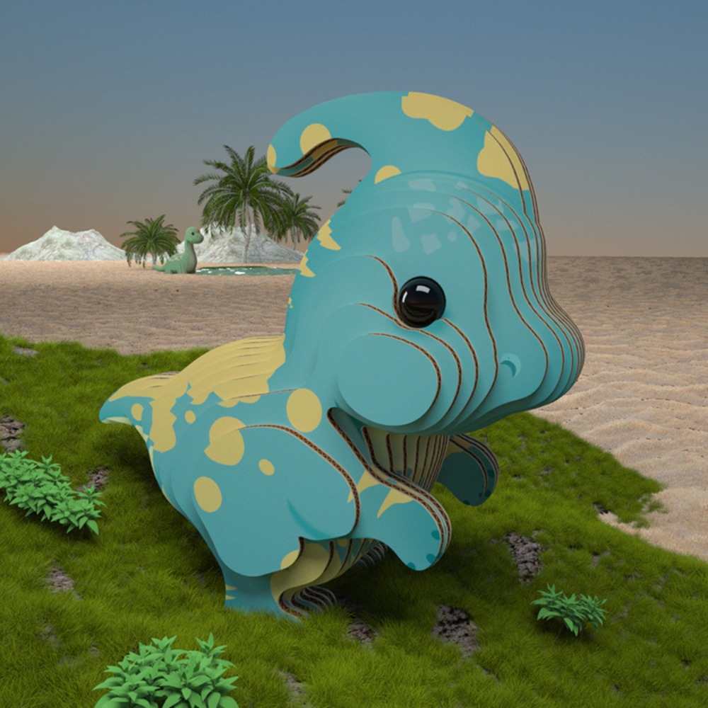 Dinosauro 3D Cartone Dinosauro Puzzle Montessori Assemblaggio Dinosauro Puzzle di carta 3D Modello animale di carta tridimensionale: nero