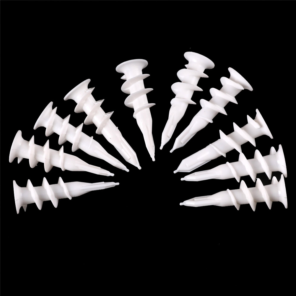 10pcs Drywall Nylon Ribbed Anchor; Self Drilling Wall Drywall Plastic Nylon Anchor for M4-M5 screws Plasterboard Anchor