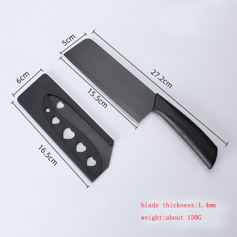 Chef Knife Stainless Steel Utility Paring Cutters Black Knife Cover Light Weight Rust-Proof Cutlery Kitchen Tools