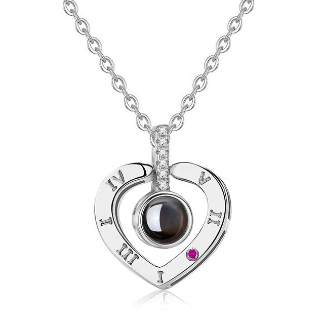 Projection Pendant Necklace for women Girls Love Memory Heart Necklace Valentine's Day Couple Jewelery: B2