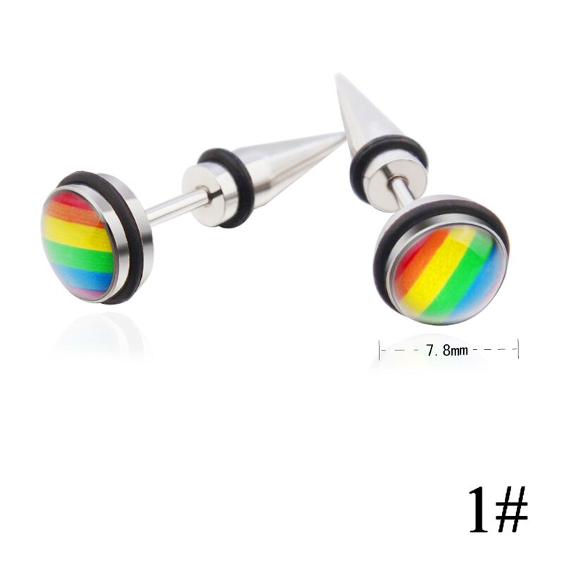 Lgbt Rainbow Rvs Oorbellen Lesbische Gay Pride Stud Oorbel Voor Mannen En Vrouwen (1 Paar): 1