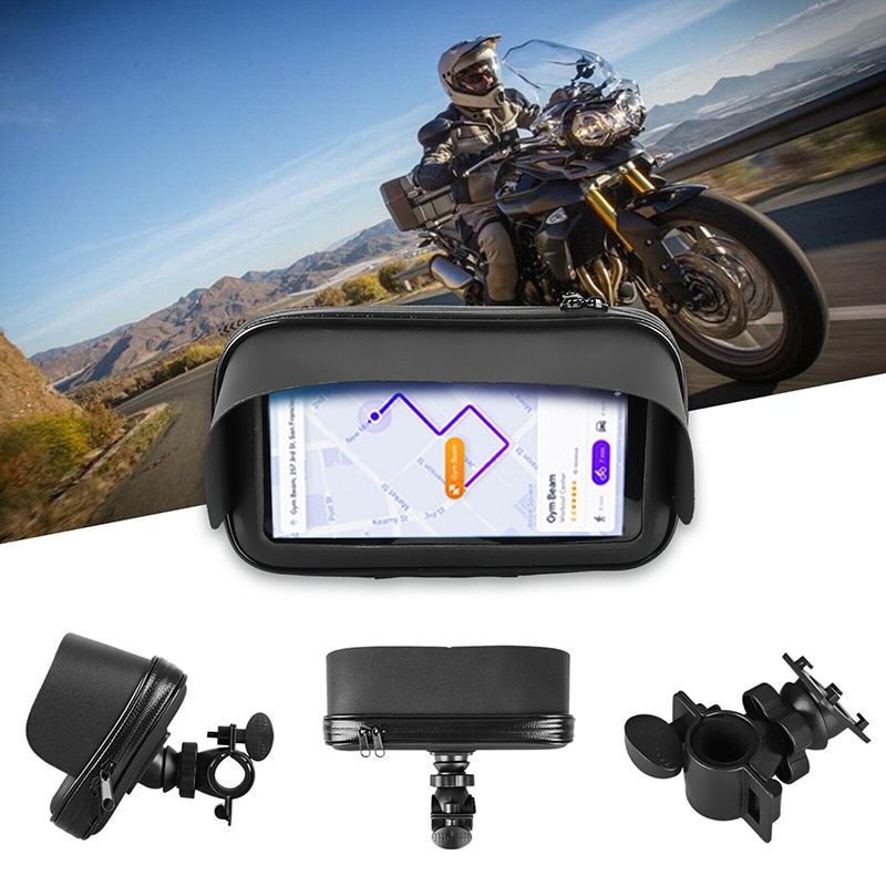 Universal Waterproof Cell Phone Pouch Case Bag with Bike Motorcycle Handlebar Mount Holder