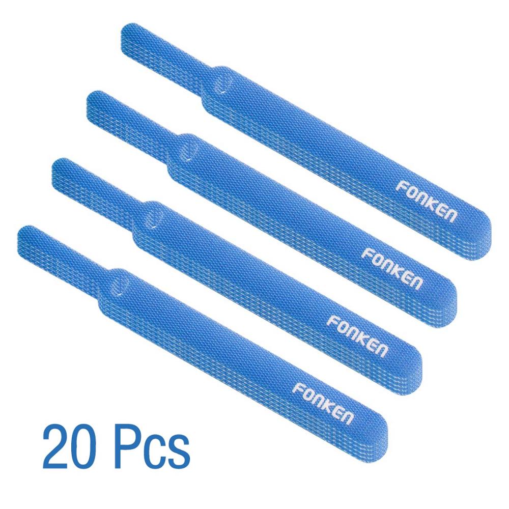 20 stk fonken usb kabel opruller organizer hjem sele efterbehandling faste kabler hdmi aux pc strøm wire tie kabel management øretelefon: 20 stk blå velcro