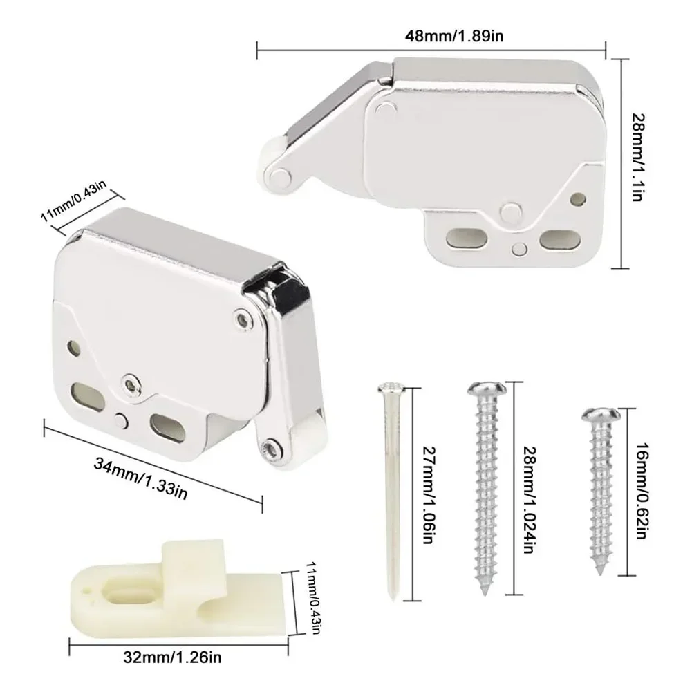 Duurzaam En Langdurig Veerslot Voor Kast/Kastdeuren Eenvoudige Installatie 2 Stuks Vergrendeling Automatische Veervergrendeling