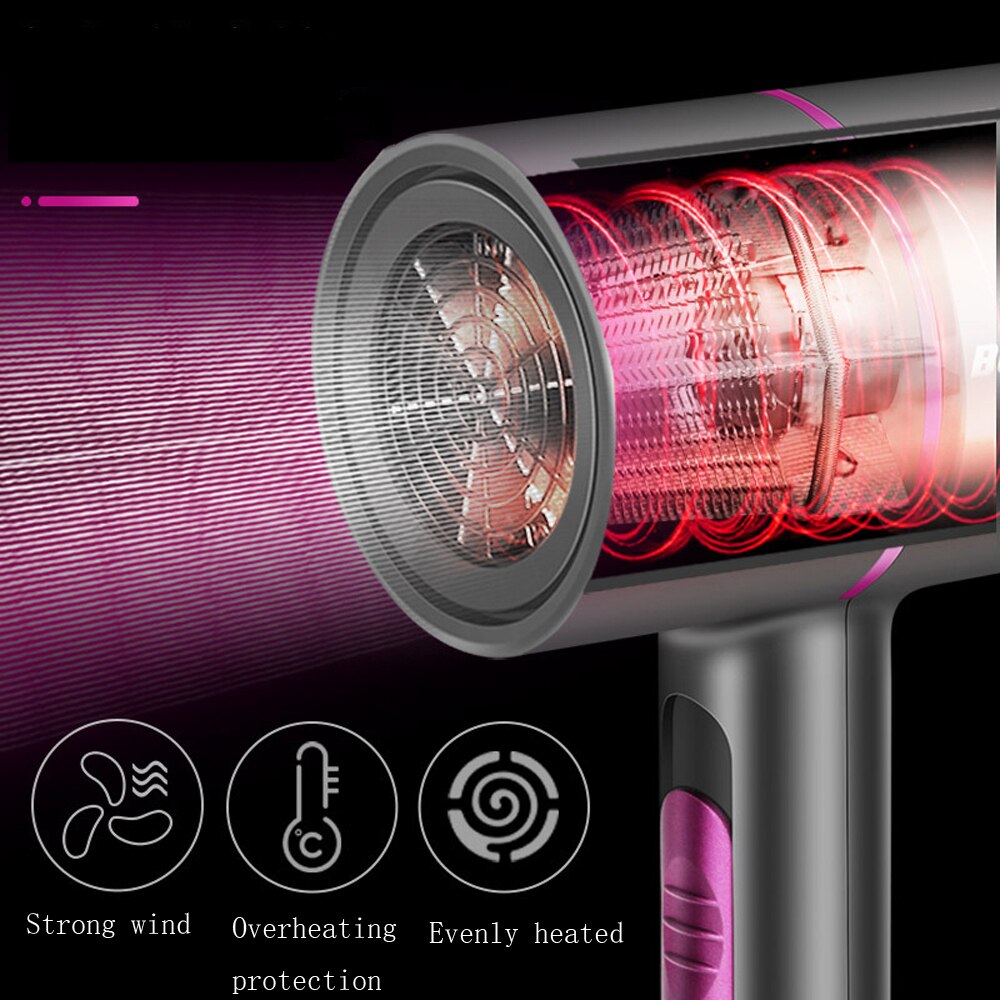 220V Hair Dryer Hair Dryer Salon Dryer Cold Wind Blue Light Negative Ionic Blower Dry Electric Hairdryer 2000W