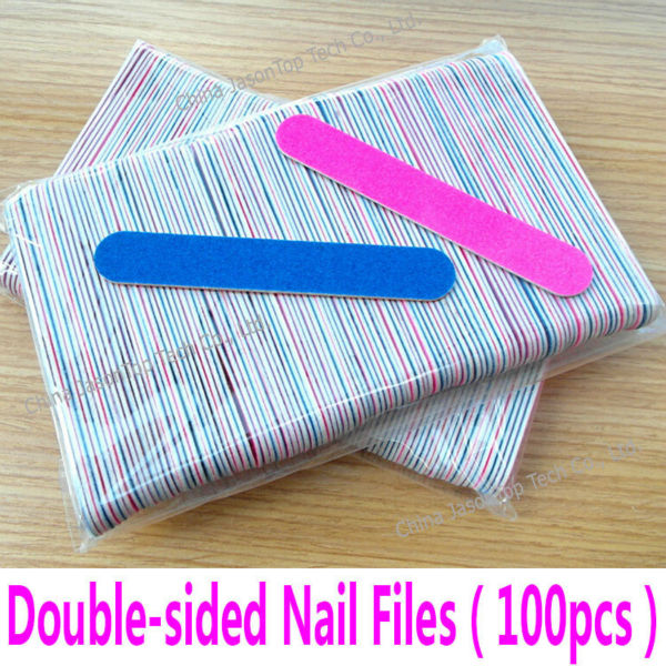 100 stks Mini Nagelvijlen Nail Art Gereedschap Kunstmatige Nail Schuurpapier Wegwerp Cuticle Remover Buffers Slim Crescent Eelt
