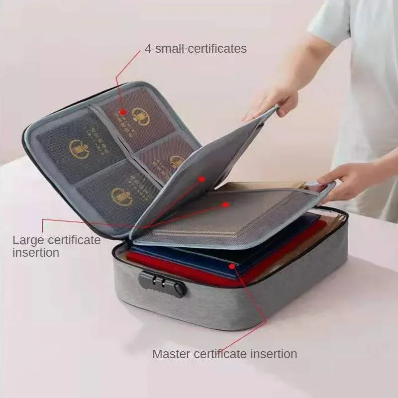Valigetta multifunzionale Borsa per documenti impermeabile per ufficio Viaggio d'affari Carta bancaria Organizzatore di passaporti Accessorio da viaggio