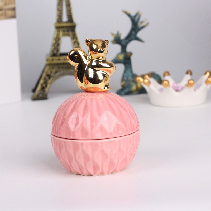 Nordique céramique boîte à bijoux scellé Animal stockage pot bonbons réservoir conteneur boucle d'oreille collier avec couvercle de mariage décoration de la maison: 10