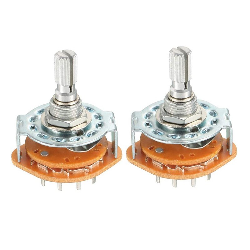 2Pcs 5Pin 1P4T 1 Pole 4 Position Selectable 1 Deck Band Selector Rotary Switch