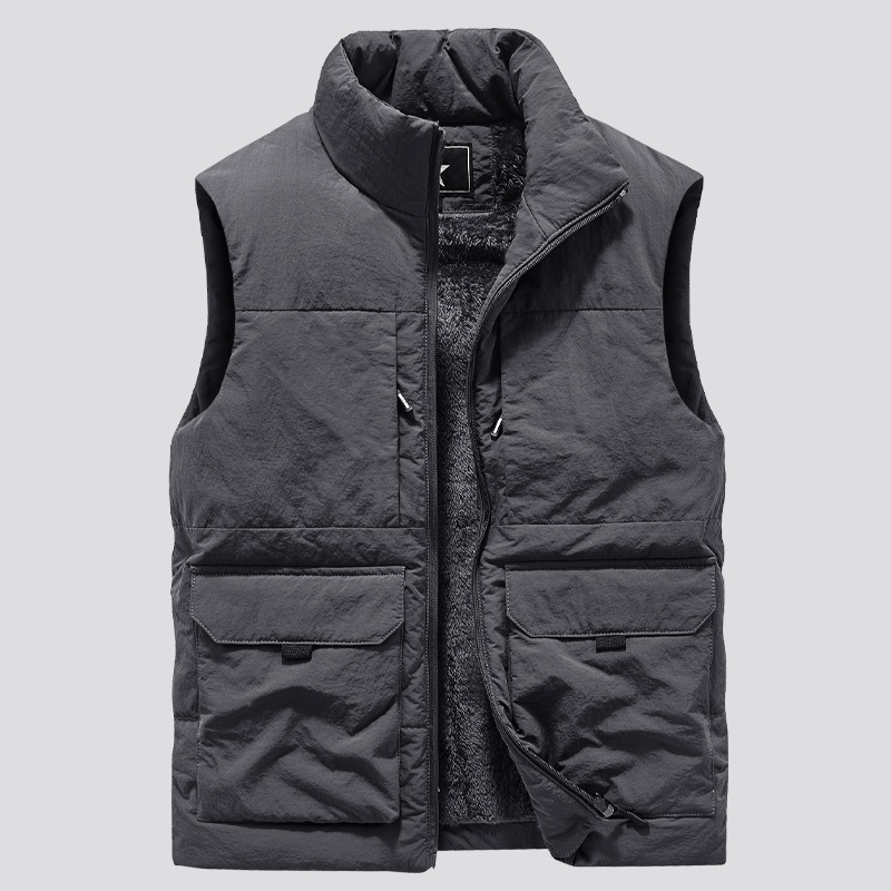 Fleece Warm Vest Jassen Mannen Dikke Katoenen Vest Mannelijke Herfst Winter Vesten Heren Lamswol Katoenen Vest Heren Vest: M / Donkergrijs