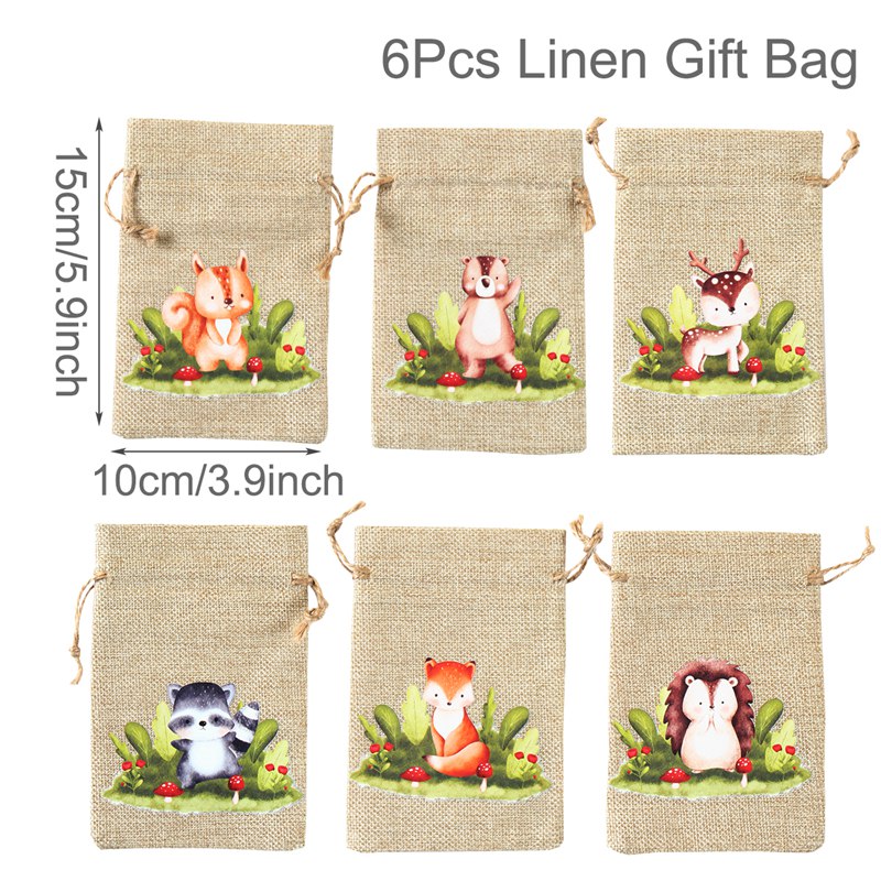 Sacs à bonbons animaux de la Jungle, 6 pièces, décoration de fête d'anniversaire Safari pour enfants sauvages un arc-en-ciel papillon dinosaure Biscuit sac d'emballage: MULTI