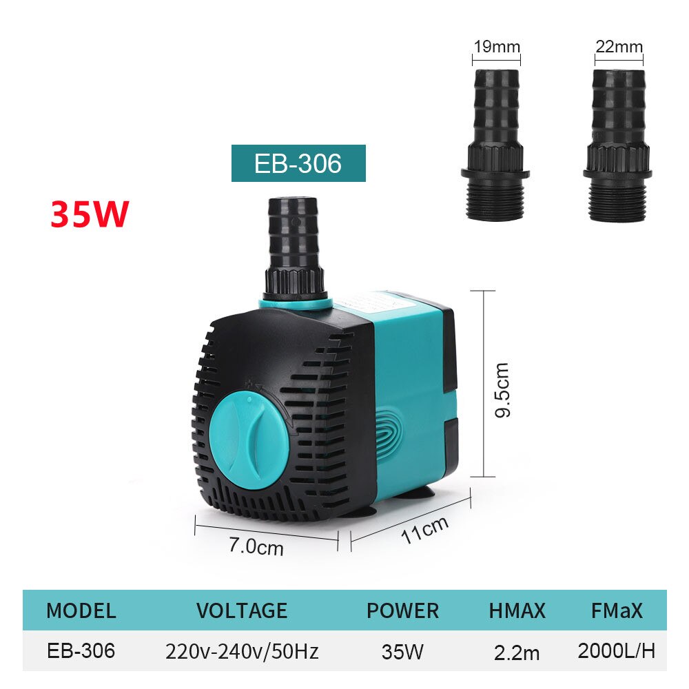 EU 220V-240V 3-60W Aquarium Submersible Water Pump Fountain Filter Fish Pond Quiet Water Pump Tank Fountain Side Suction Pump: 35W