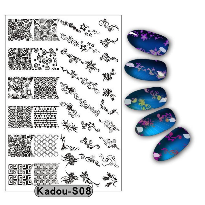 9.5*14.5cm Nail Stamping Plate Nail Art Stencils For Nails Manicure Popular Plate Instruments Tool 16 Patterns: KADOUS08