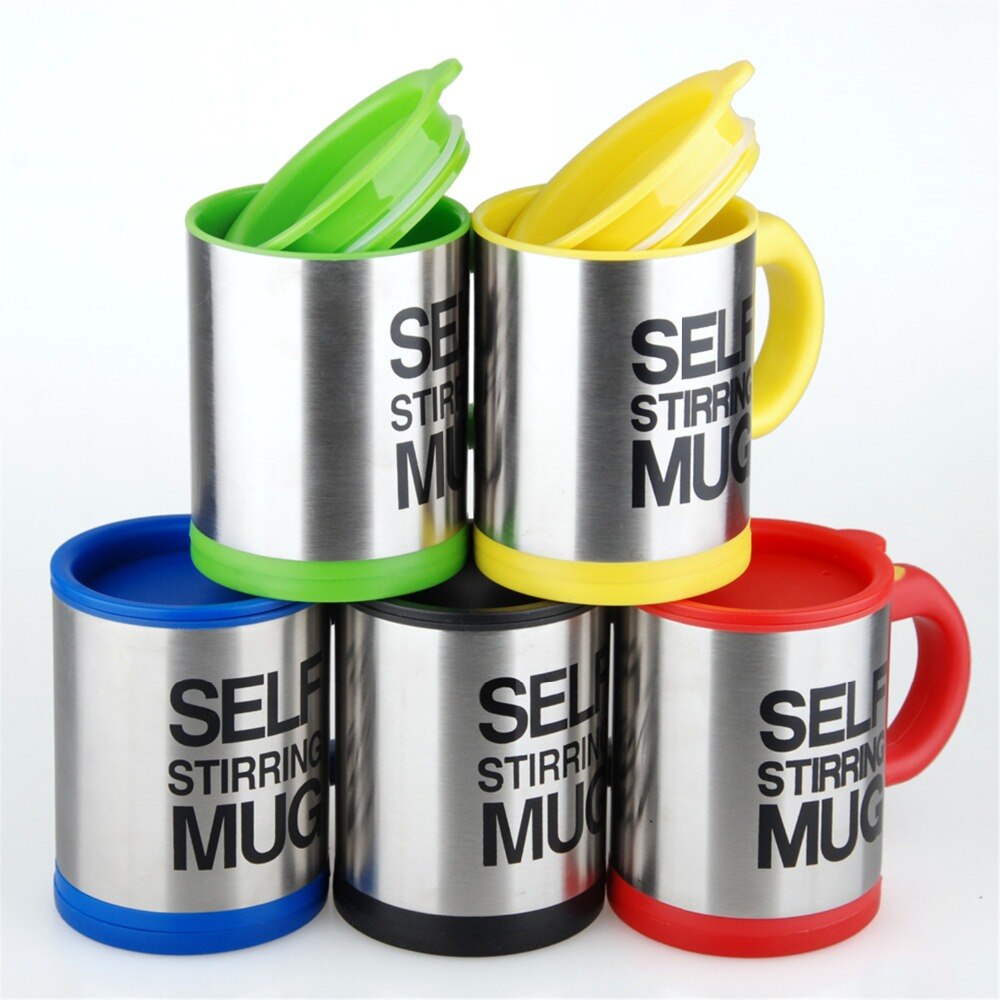 Koffie Mok 400ml Rvs Zelf Roeren Mok met Deksel, automatisch Mengen Lui Koffie Cup voor Kantoor