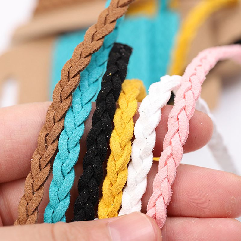 Cuerda trenzada de cuero de terciopelo para manualidades, cuerda de 5mm x 3 yardas para pulsera artesanal, collar, cadena de joyería, accesorios de decoración